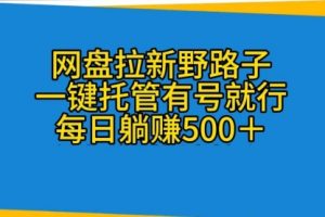 网盘拉新野路子，一键托管有号就行，全自动代发视频，每日躺赚500＋