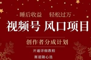 拥有睡眠收益的微信视频号大风口项目，轻松月入过万
