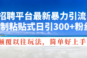 招聘平台最新暴力引流，复制粘贴式日引300+粉丝
