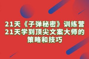 21天《子弹秘密》训练营，21天学到顶尖文案大师的策略和技巧