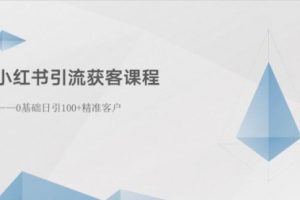 小红书引流获客课程：0基础日引100+精准客户