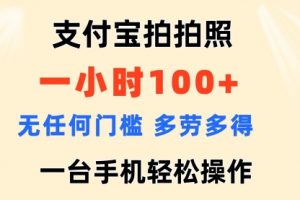 支付宝拍拍照 一小时100+ 无任何门槛 多劳多得