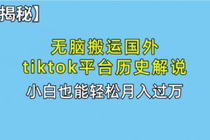 无脑搬运国外tiktok历史解说 无需剪辑，简单操作，轻松实现月入过万