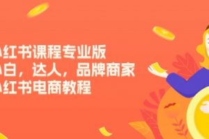小红书课程专业版，小白，达人，品牌商家，小红书电商教程
