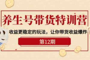 养生号带货特训营收益更稳定的玩法，让你带货收益爆炸-9节直播课