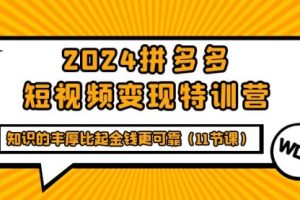 2024拼多多短视频变现特训营，知识的丰厚比起金钱更可靠