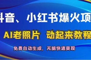抖音、小红书爆火项目：AI老照片动起来教程，免费自动生成