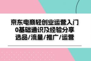 京东电商-轻创业运营入门0基础通识及经验分享：选品/流量/推广/运营