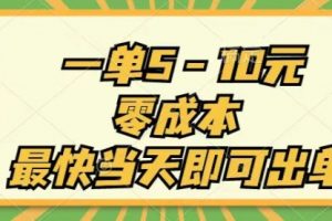 一单5-10元，零成本，最快当天即可出单