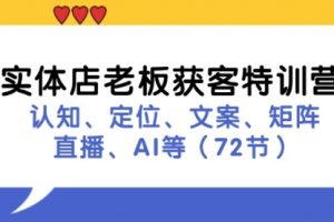 实体店老板获客特训营：认知、定位、文案、矩阵、直播、AI等