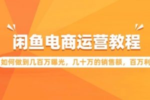 闲鱼电商运营教程：如何做到几百万曝光，几十万的销售额，百万利润