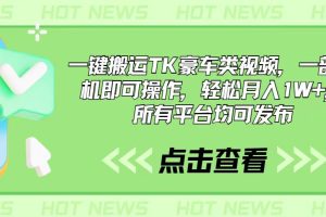 一键搬运TK豪车类视频，一部手机即可操作，轻松月入1W+