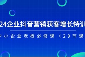 2024企业抖音-营销获客增长特训营，中小企业老板必修课