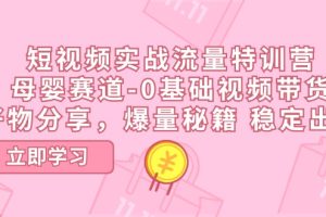 短视频实战流量特训营，母婴赛道-0基础带货