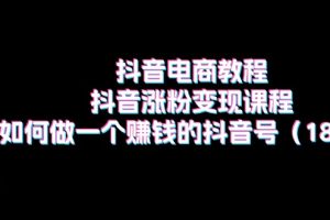 抖音电商教程：抖音涨粉变现课程：如何做一个赚钱的抖音号