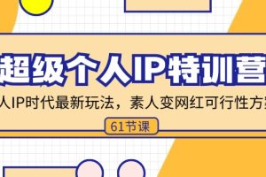 超级个人IP特训营，个人IP时代才最新玩法，素人变网红可行性方案