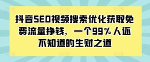 抖音 SEO 视频搜索优化，解锁免费流量赚钱密码，99% 的人都不知道的生财之道！
