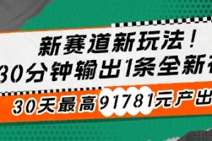 短视频新玩法：30天91781元产出，教你如何快速盈利