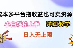 0成本多平台撸收益也可卖资源玩法，详细教学日入500+附资源