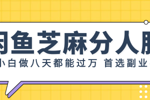 闲鱼芝麻分人脉，小白做八天，都能过万