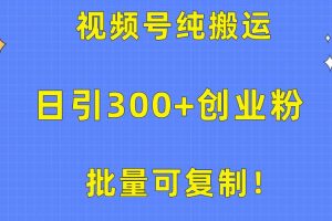 视频号无脑搬运日引300+创业粉，变现1W+可批量复制