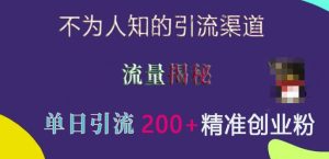 不为人知的引流渠道大揭秘：实测单日引流 200 + 精准创业粉实战