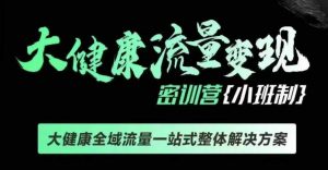 千万级大健康变现课：大健康全域流量一站式整体解决方案，线下课！