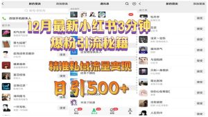 12 月小红书 3 分钟爆粉引流秘籍：精准私域流量变现，日引 500 + 不是梦