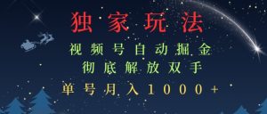 独家视频号自动掘金术：单机保底月入 1k，懒人福音，解放双手轻松赚