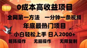 0成本高收益蓝海项目：一分钟制作视频，日入丰厚