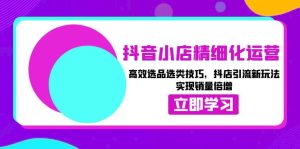抖音小店精细化运营进阶：选品选类有妙招，引流变现双突破，销量倍增不是梦