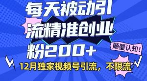 12月独家视频号引流秘籍：每天被动引流200+精准创业粉，流量无忧！