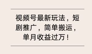 视频号短剧搬运掘金玩法：简单操作，单月收益过 W，视频号红利轻松收割