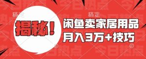 闲鱼家居用品月入过万秘籍：最新技巧零基础教学，新手当日起航