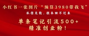 小红书一张图暴力引流500+精准创业粉
