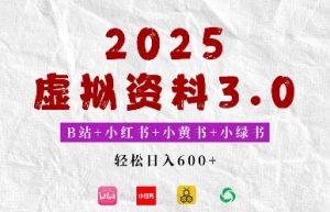 2025年B站 小红书的 小黄书 小绿书组成新模式，虚似材料3.0玩法，轻轻松松日入好几张