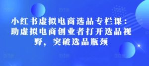 小红书虚拟电商选品课：突破选品瓶颈，提升销售