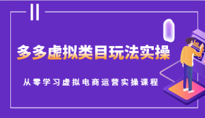 多多虚拟类目运营实操：从零开始学习虚拟电商运营
