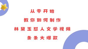 林黛玉怼人文学视频制作教程：条条大爆款，从零开始教你如何制作