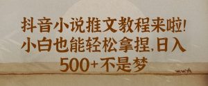 抖音小说推文新手教程：小白也能轻松拿捏，日入几张