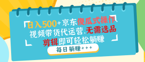 日入500 京东商城可视化操作，短视频带货代运营公司，不用选款视频剪辑就能轻松躺着赚钱