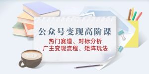 微信公众号转现高级课：受欢迎跑道、对标分析、广告商转现步骤、引流矩阵游戏玩法
