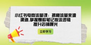 小红书电商总流量课：揭密流量渠道方式,把握爆品手记拉流逻辑性,提升店铺曝出