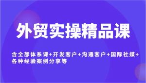 出口外贸实际操作精品课程，含所有管理体系课 寻找客户 沟通交流顾客 国际性社交媒体 各种各样工作经验案例分析等