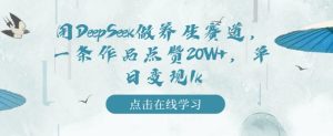 用DeepSeek做健康养生跑道，一条著作关注点赞20W ，单日转现1k