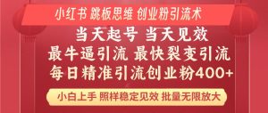 小红书的 妙用梯子逻辑思维 每日暴力行为引流方法400＋精确自主创业粉 新手福利 实际效果打满…
