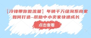 【冷锋陪你做流量】年销上千万淘宝店家如何设计–协助中小商家快速增长