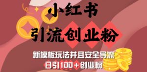 小红书引流自主创业粉，新模版游戏玩法而且安全性引流，日引100 自主创业粉