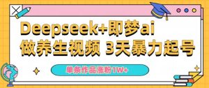 新手用DeepSeek 即梦做ai中医养生视频，一条著作增粉5万 ，单日盈利好几张