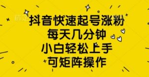 抖音视频迅速养号增粉，每日数分钟，新手快速上手，可引流矩阵实际操作